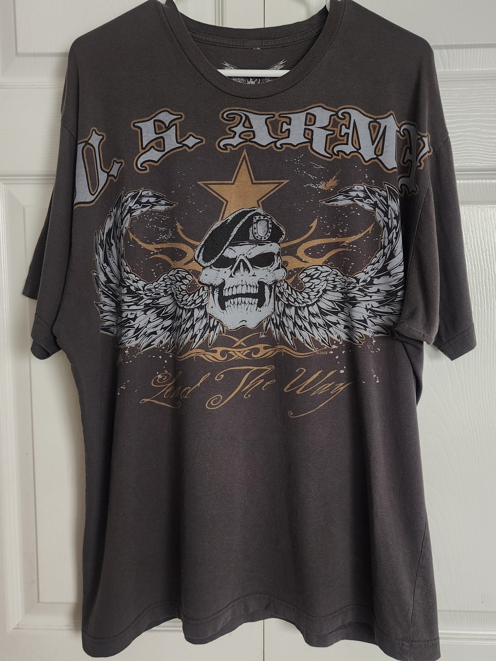 U.S. Army "Lead The Way" Skull Courage Above All Apprime T-Shirt Size Mens XL